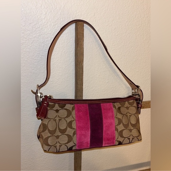 Coach Handbags - Coach Signature Shoulder Bag with Pink Accent